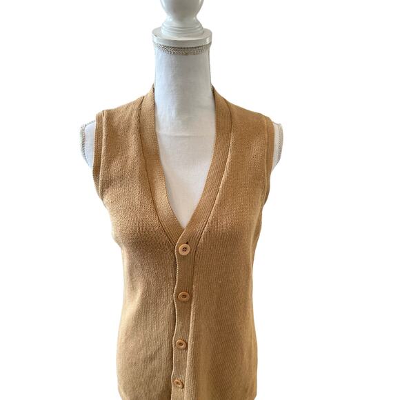 Winter Silks Knit Sweater Vest Camel S - Picture 2 of 5